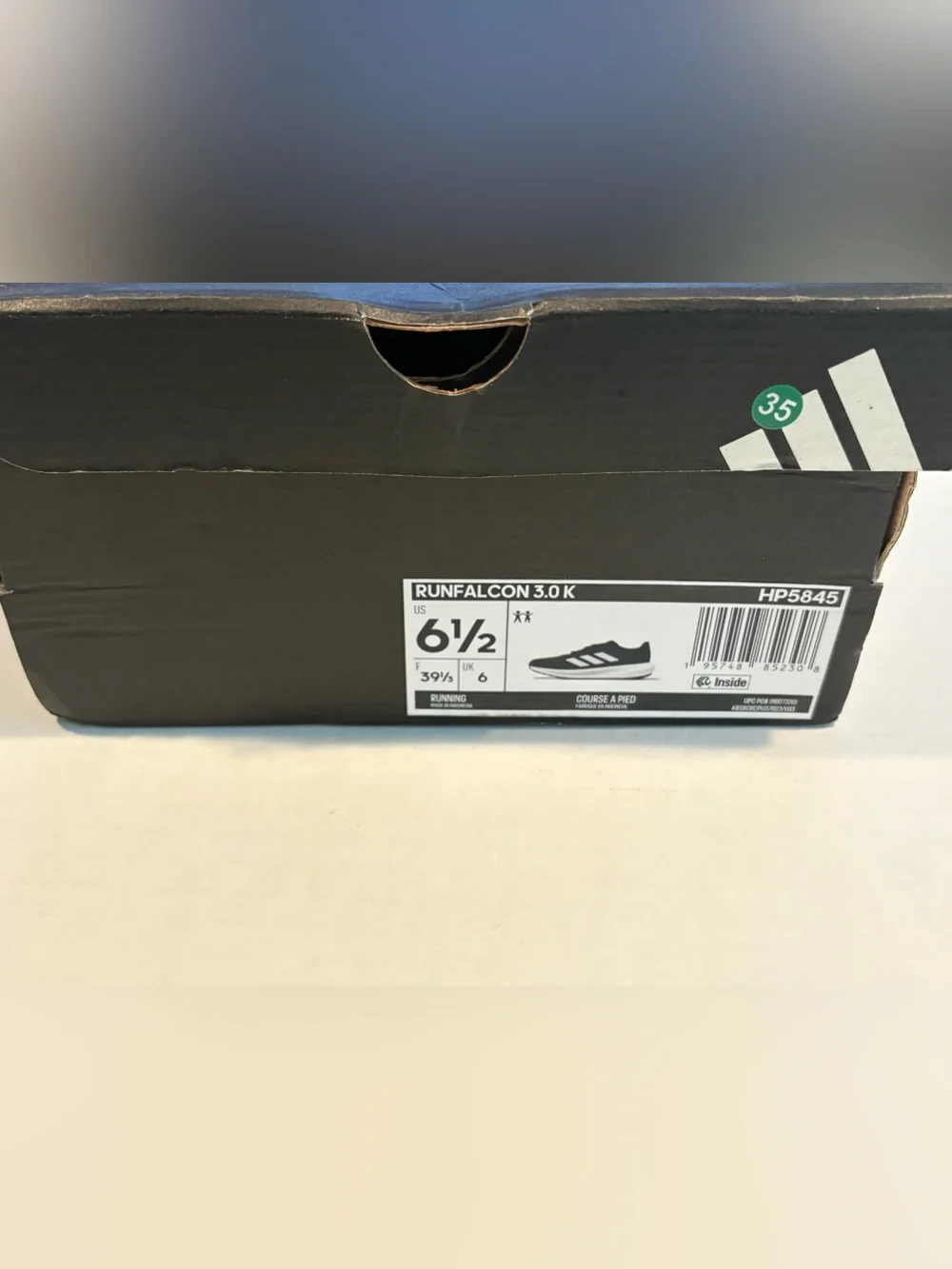 Adidas RunFalcon 3.0 K Black White HP5845 Size 6.5 Youth